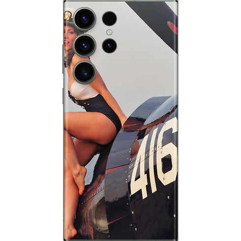 1940s Navy Pin-Up Girl On Corsair Fighter Plane Galaxy Skins